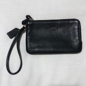 Coach black mini wristlet